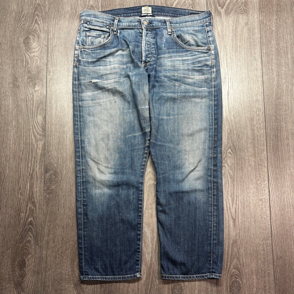 Citizens of Humanity Emerson Slim Boyfriend Jeans Medium Wash Distressed 36x26.5